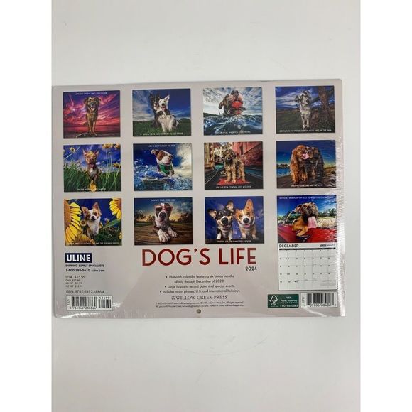 Uline dogs life 18 month wall calendar 2024 6124 - Picture 3 of 5